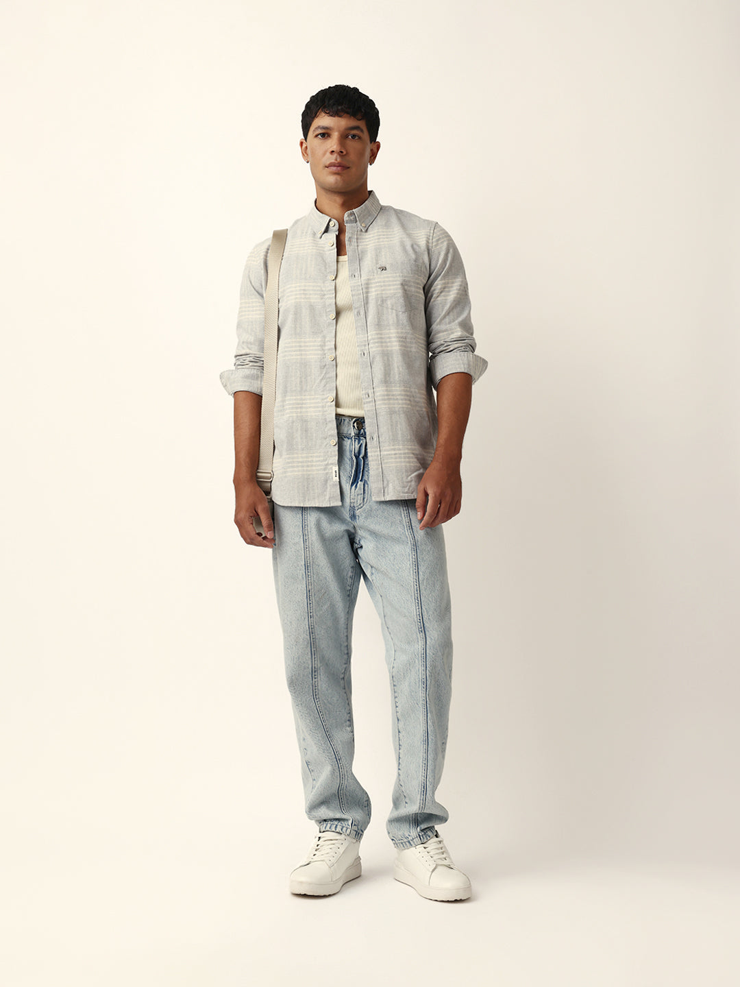 grey checked woven slim fit casual shirt grey checked woven slim fit casual shirt