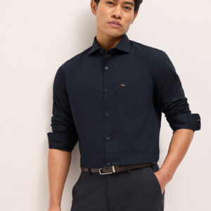 dark blue solid tailored fit formal shirt