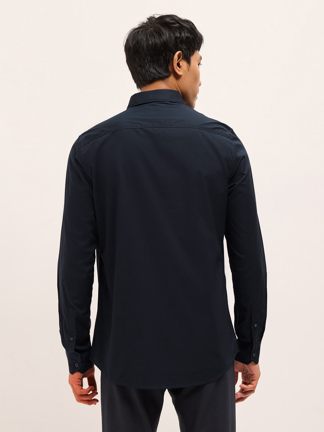 dark blue solid tailored fit formal shirt dark blue solid tailored fit formal shirt
