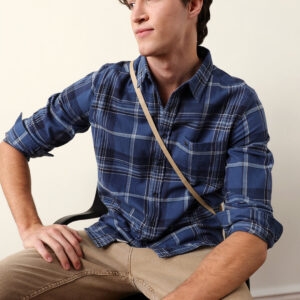 blue woven check regular fit flannel casual shirt