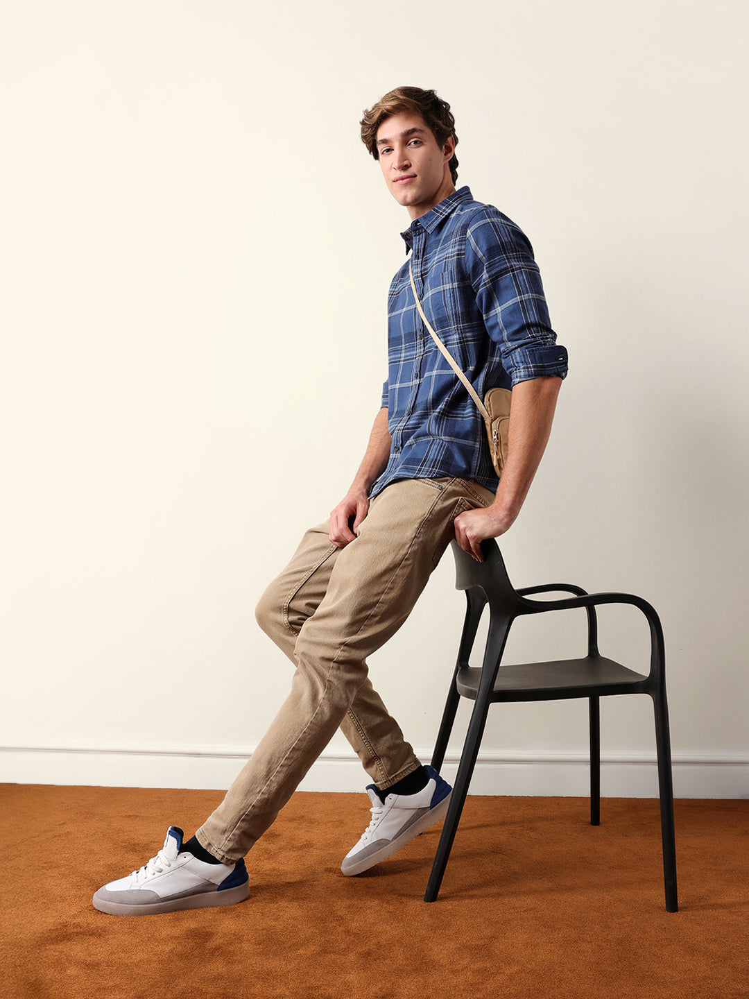 blue woven check regular fit flannel casual shirt blue woven check regular fit flannel casual shirt
