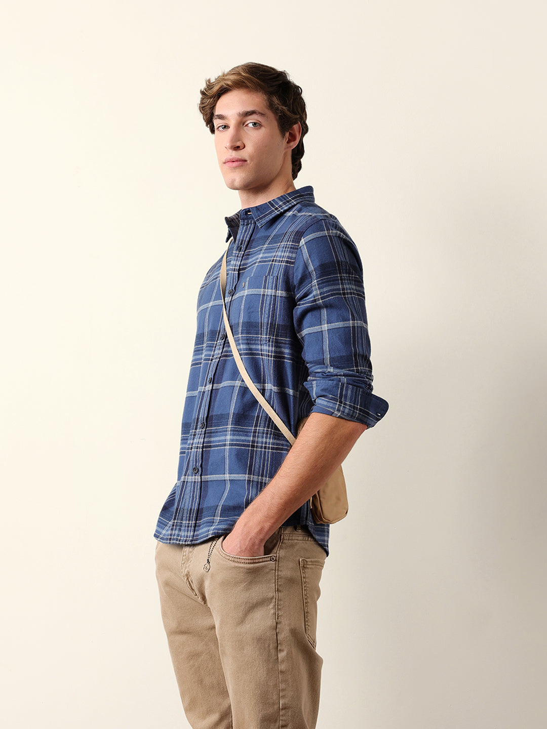 blue woven check regular fit flannel casual shirt blue woven check regular fit flannel casual shirt