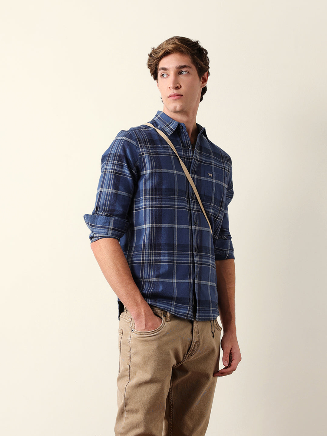 blue woven check regular fit flannel casual shirt blue woven check regular fit flannel casual shirt