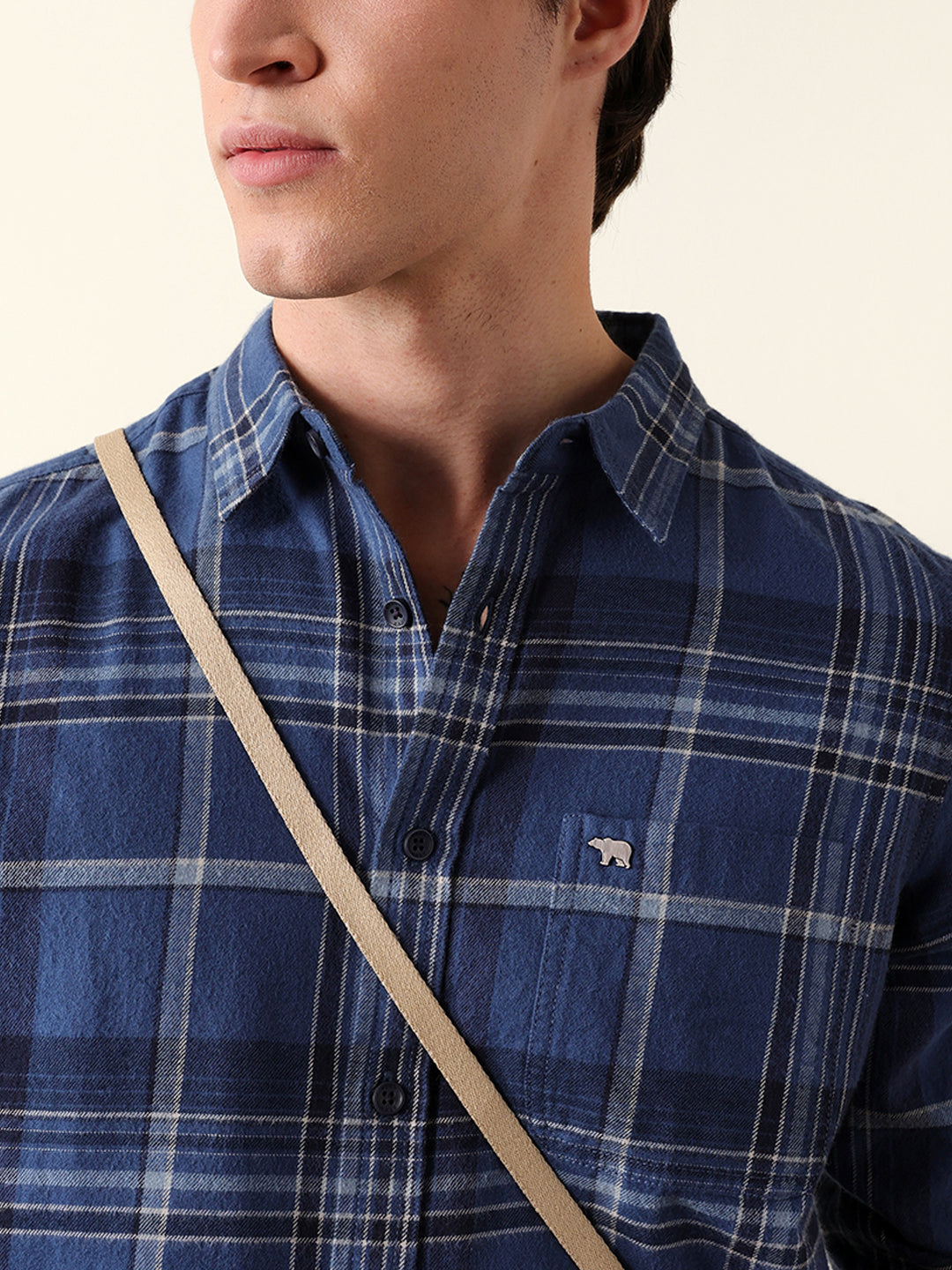 blue woven check regular fit flannel casual shirt blue woven check regular fit flannel casual shirt