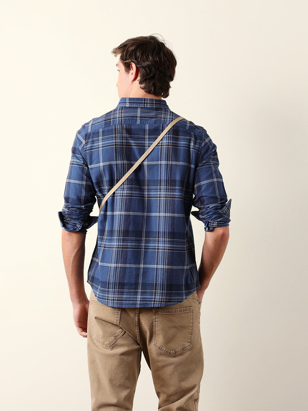blue woven check regular fit flannel casual shirt blue woven check regular fit flannel casual shirt