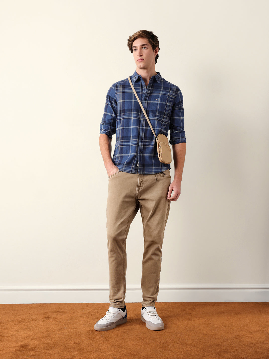 blue woven check regular fit flannel casual shirt blue woven check regular fit flannel casual shirt
