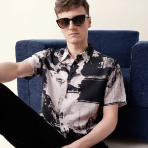 multicolor artistic brushstroke printed regular fit casual shirt