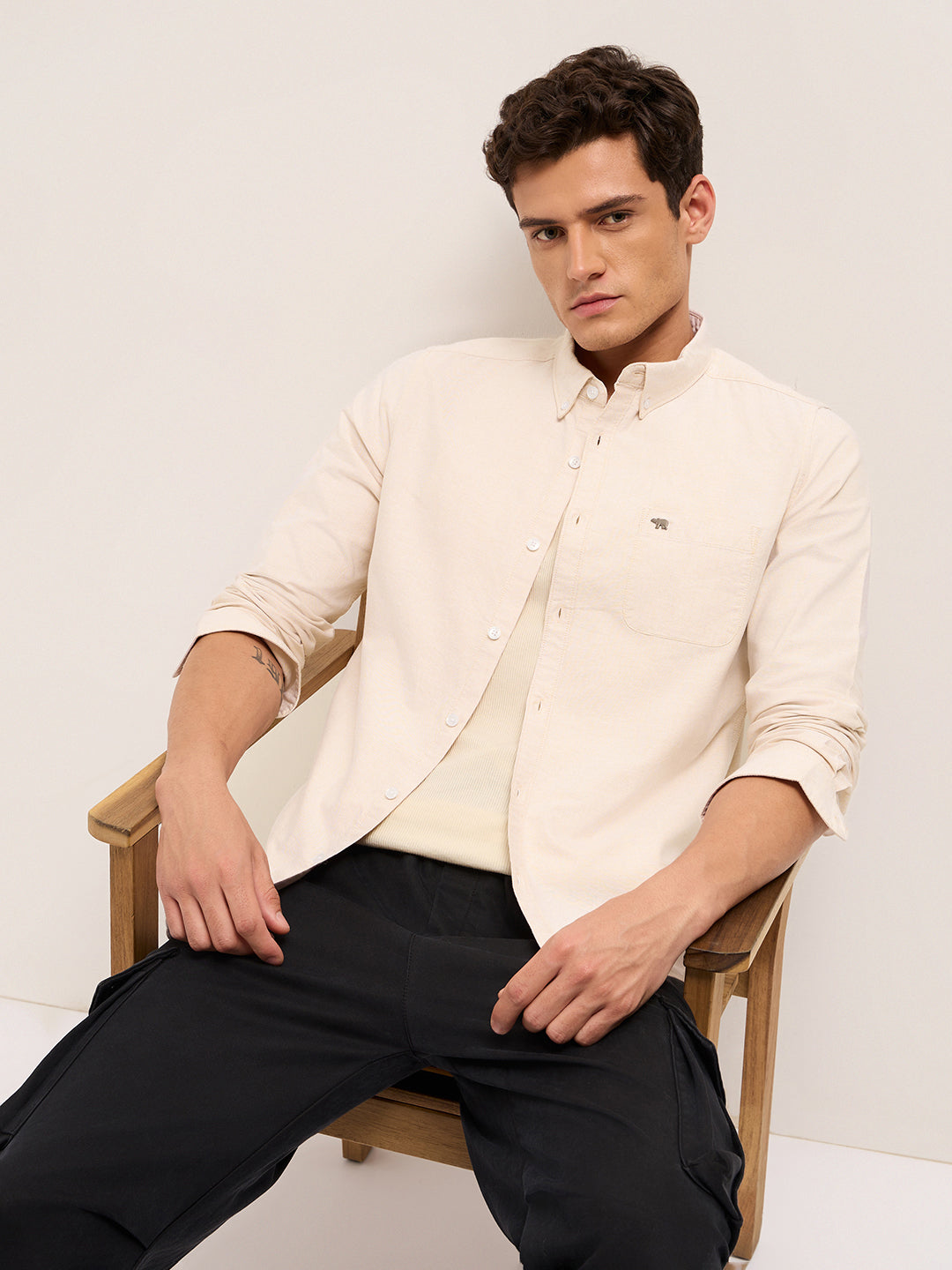 beige solid slim fit cotton casual shirt beige solid slim fit cotton casual shirt