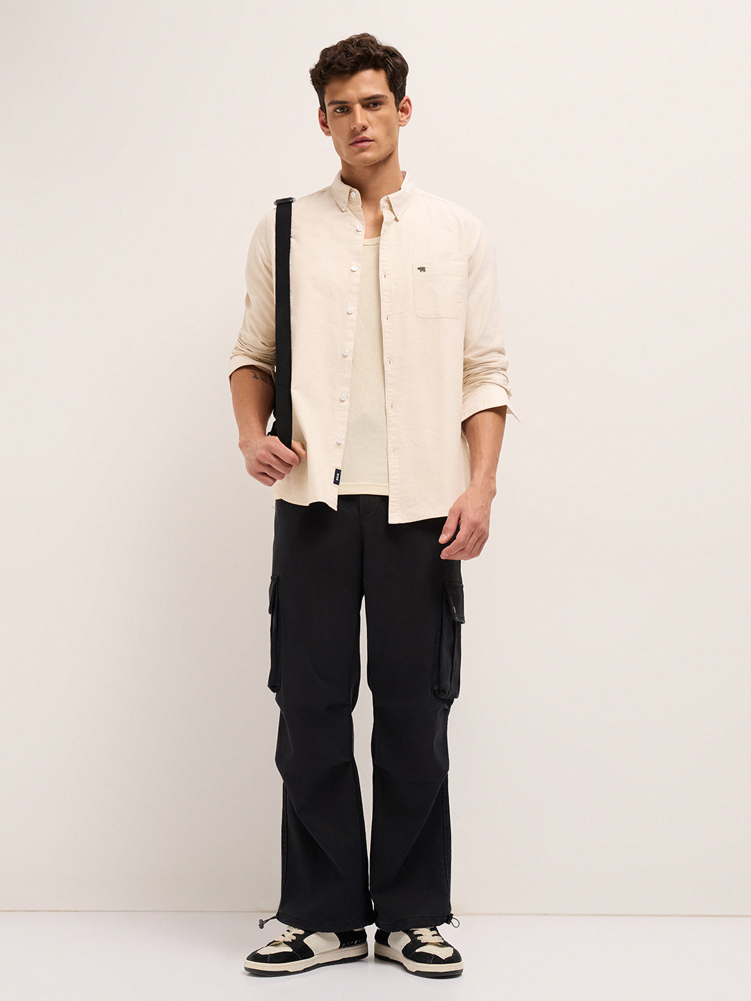 beige solid slim fit cotton casual shirt beige solid slim fit cotton casual shirt