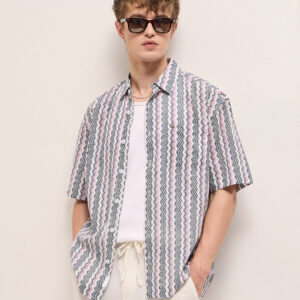 multi color geometrical digital print relax fit casual shirt