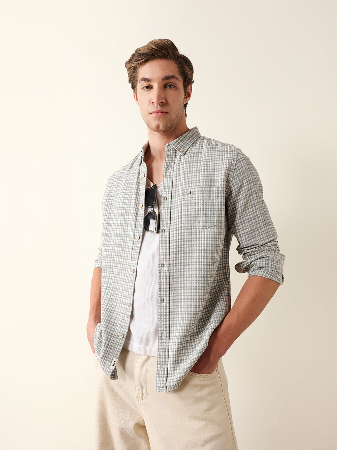green woven micro check slim fit casual shirt green woven micro check slim fit casual shirt
