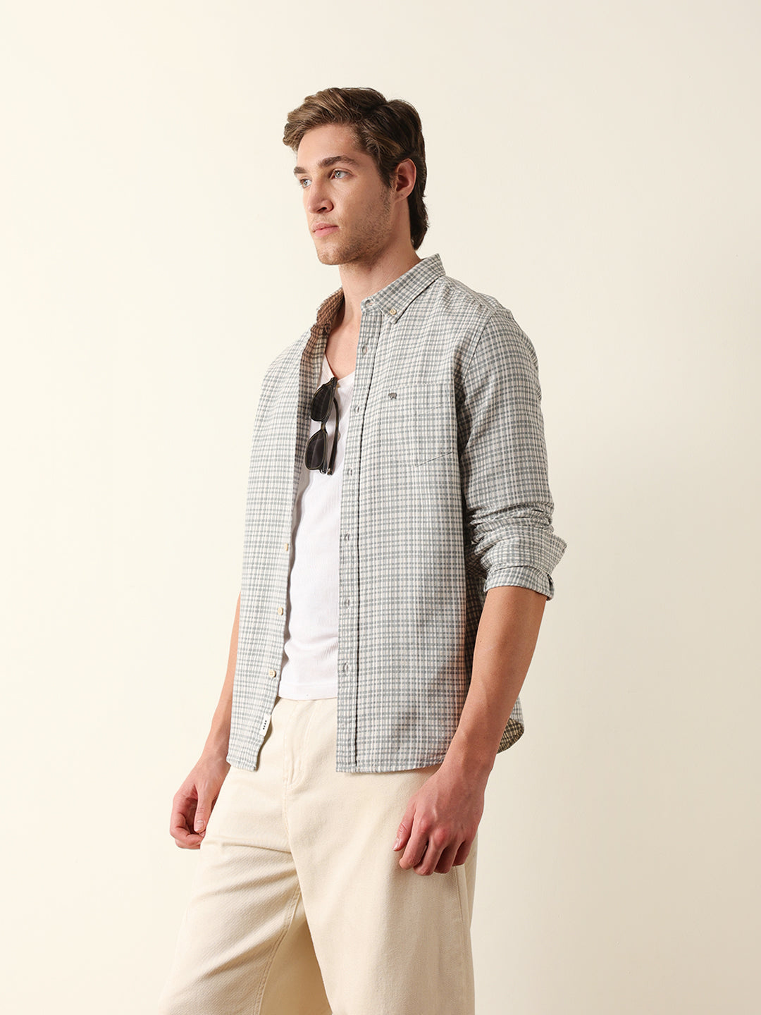 green woven micro check slim fit casual shirt green woven micro check slim fit casual shirt