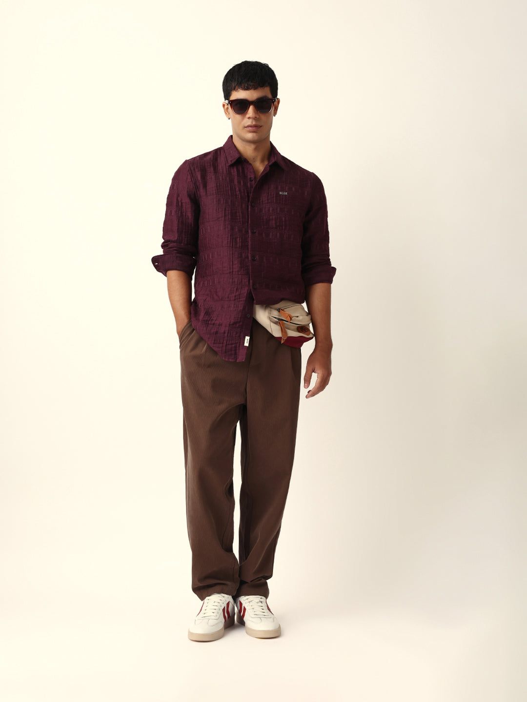 maroon textured woven self design slim fit casual shirt maroon textured woven self design slim fit casual shirt