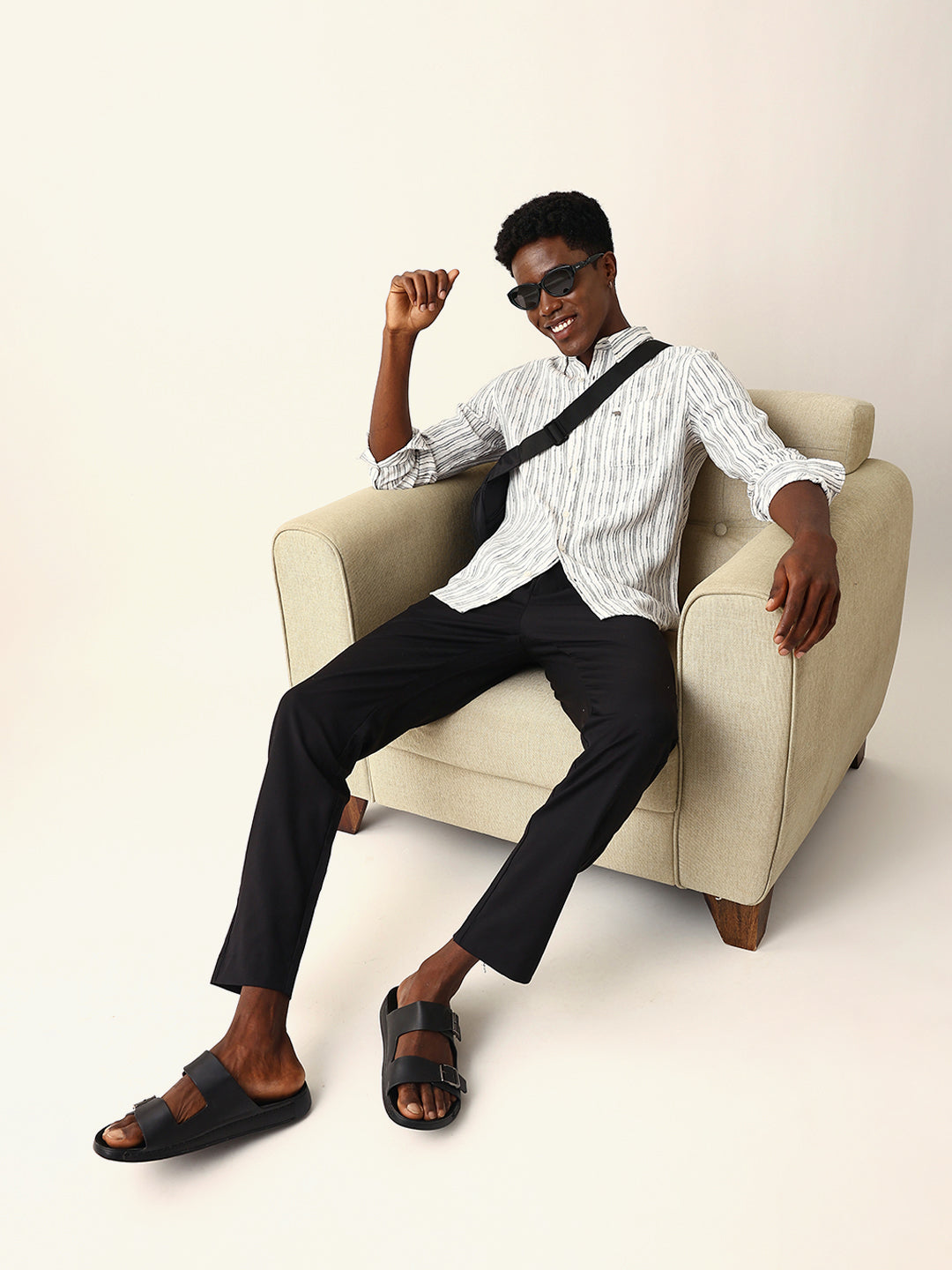 white slim fit casual shirt with woven vertical textured stripes white slim fit casual shirt with woven vertical textured stripes