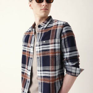 multicolor classic tartan woven checked slim fit casual shirt