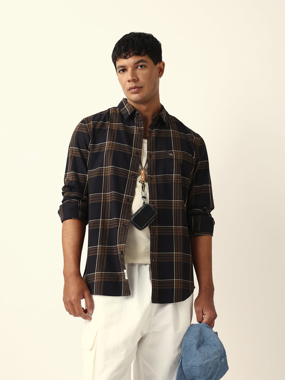 brown woven tartan checked slim fit casual shirt brown woven tartan checked slim fit casual shirt