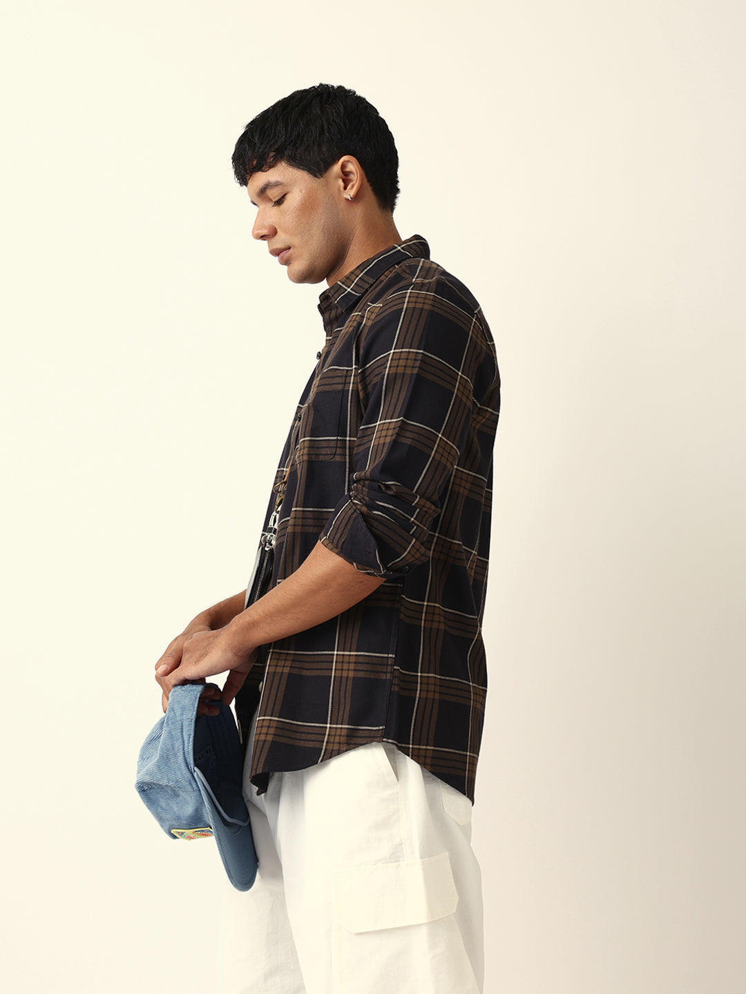 brown woven tartan checked slim fit casual shirt brown woven tartan checked slim fit casual shirt