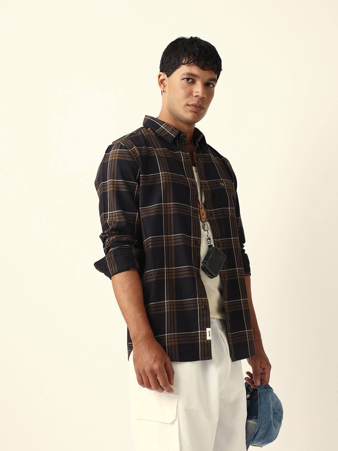 brown woven tartan checked slim fit casual shirt brown woven tartan checked slim fit casual shirt