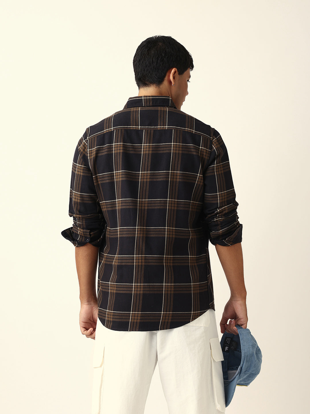 brown woven tartan checked slim fit casual shirt brown woven tartan checked slim fit casual shirt