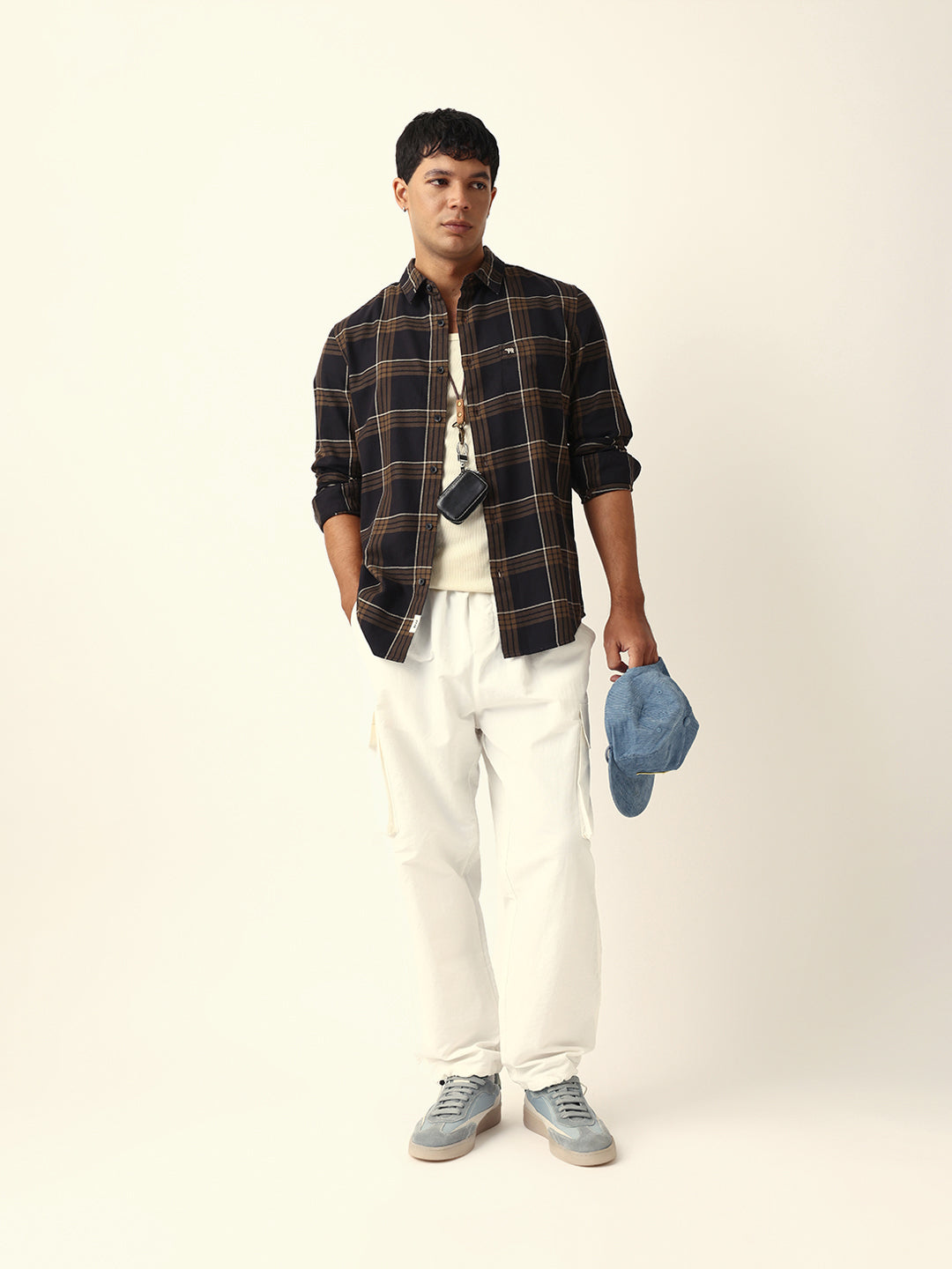 brown woven tartan checked slim fit casual shirt brown woven tartan checked slim fit casual shirt