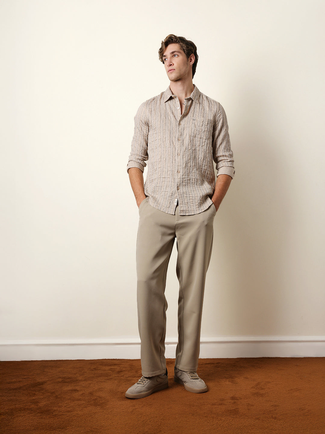 cream vertical seersucker pinstripe slim fit casual shirt cream vertical seersucker pinstripe slim fit casual shirt