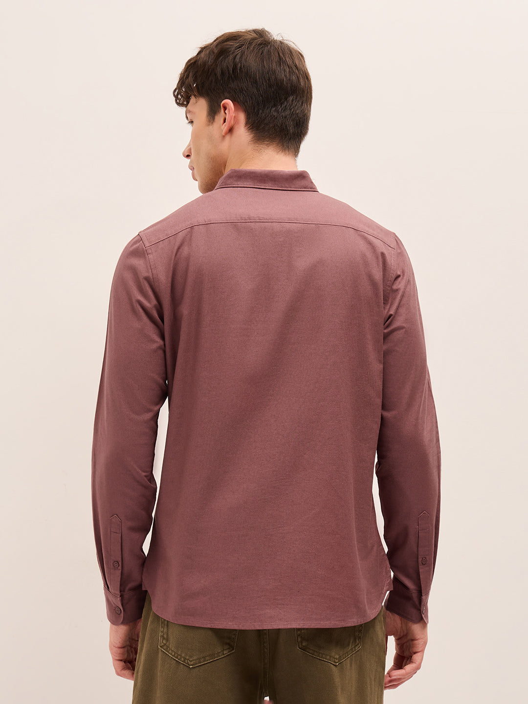 rust solid cotton slim fit casual shirt with button down collar rust solid cotton slim fit casual shirt with button down collar