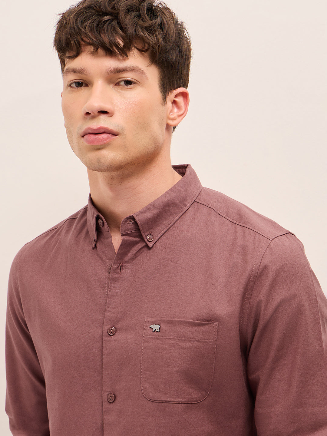 rust solid cotton slim fit casual shirt with button down collar rust solid cotton slim fit casual shirt with button down collar