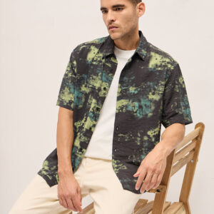 multi color abstract digital print relax fit casual shirt