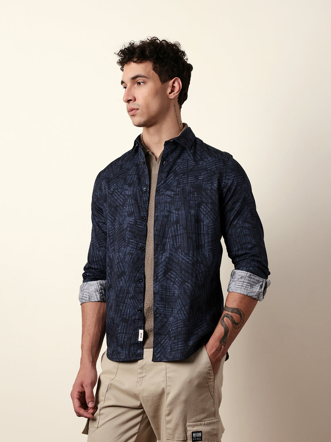blue abstract geometric printed slim fit casual shirt blue abstract geometric printed slim fit casual shirt