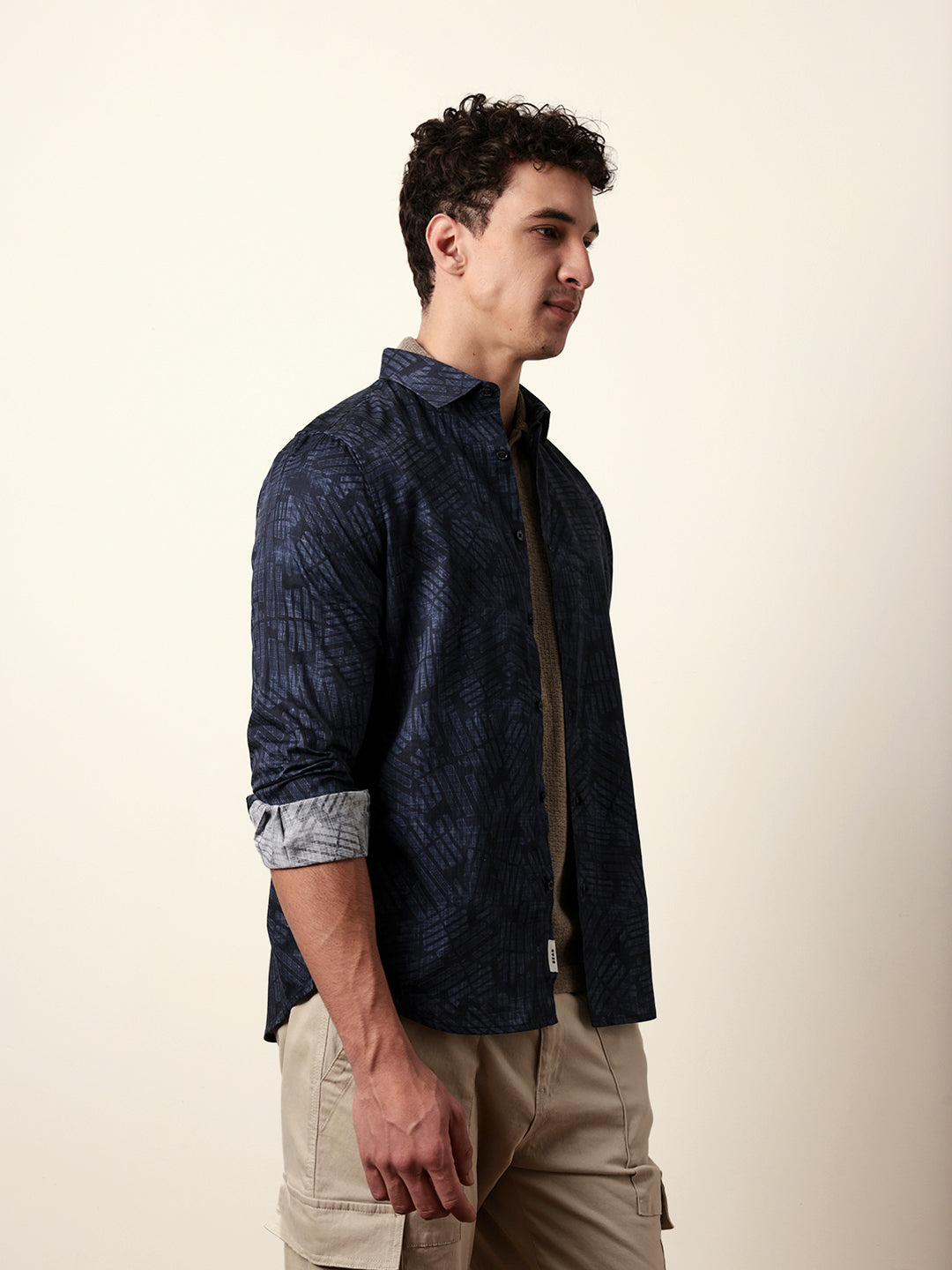 blue abstract geometric printed slim fit casual shirt blue abstract geometric printed slim fit casual shirt