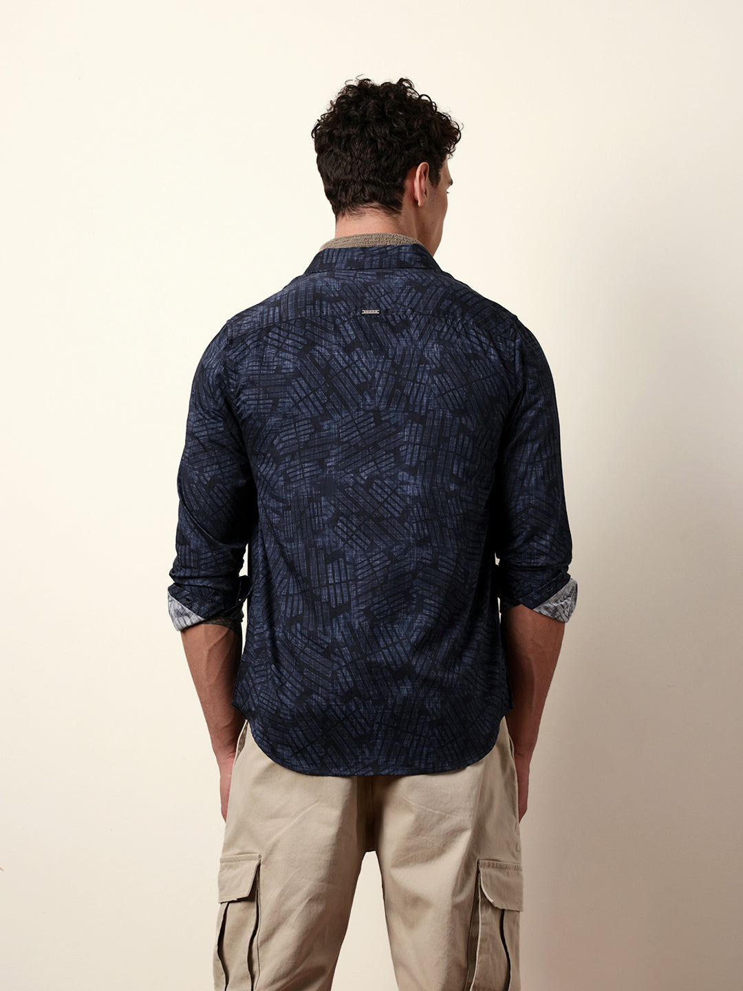 blue abstract geometric printed slim fit casual shirt blue abstract geometric printed slim fit casual shirt