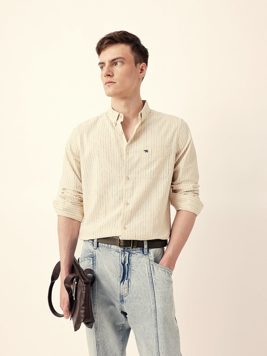 cream multi color vertical pinstripe slim fit casual shirt cream multi color vertical pinstripe slim fit casual shirt