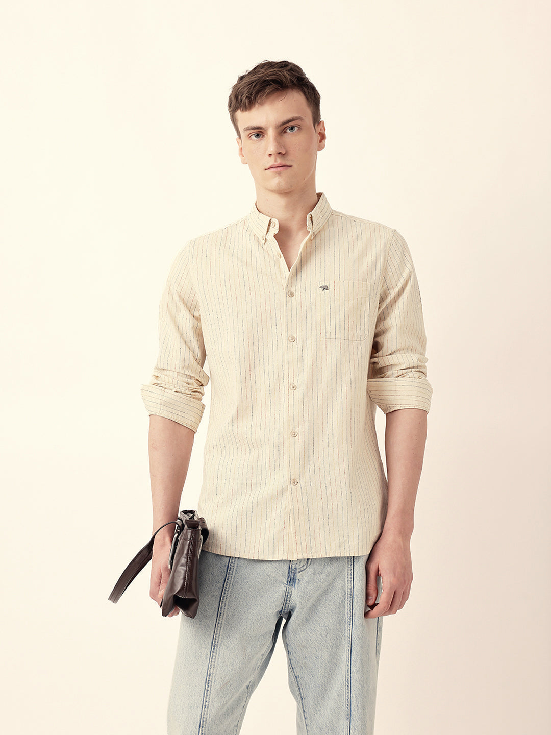cream multi color vertical pinstripe slim fit casual shirt cream multi color vertical pinstripe slim fit casual shirt