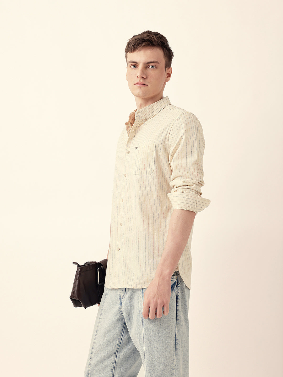 cream multi color vertical pinstripe slim fit casual shirt cream multi color vertical pinstripe slim fit casual shirt
