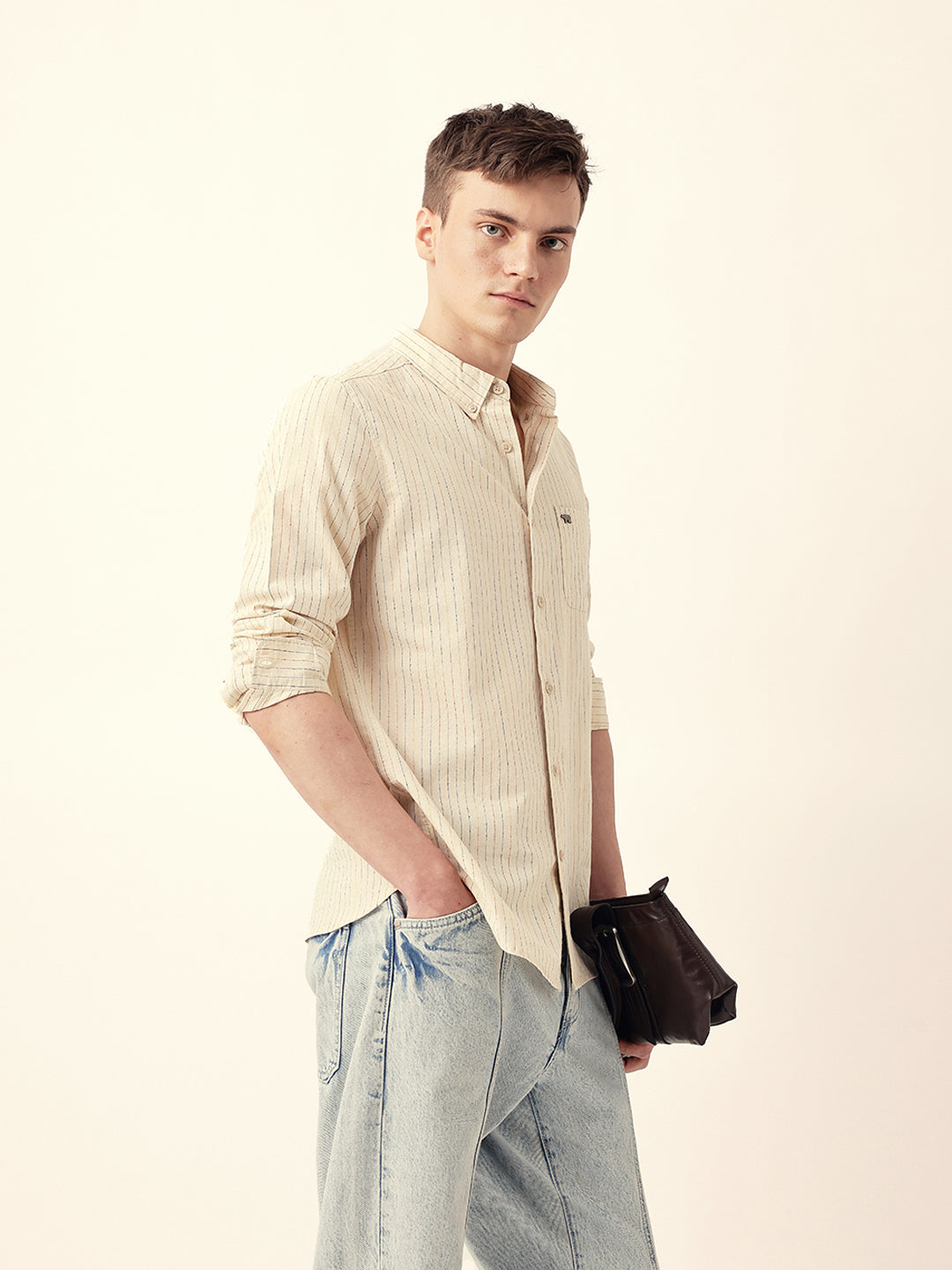 cream multi color vertical pinstripe slim fit casual shirt cream multi color vertical pinstripe slim fit casual shirt
