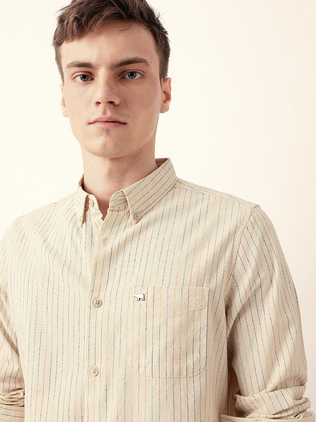 cream multi color vertical pinstripe slim fit casual shirt cream multi color vertical pinstripe slim fit casual shirt