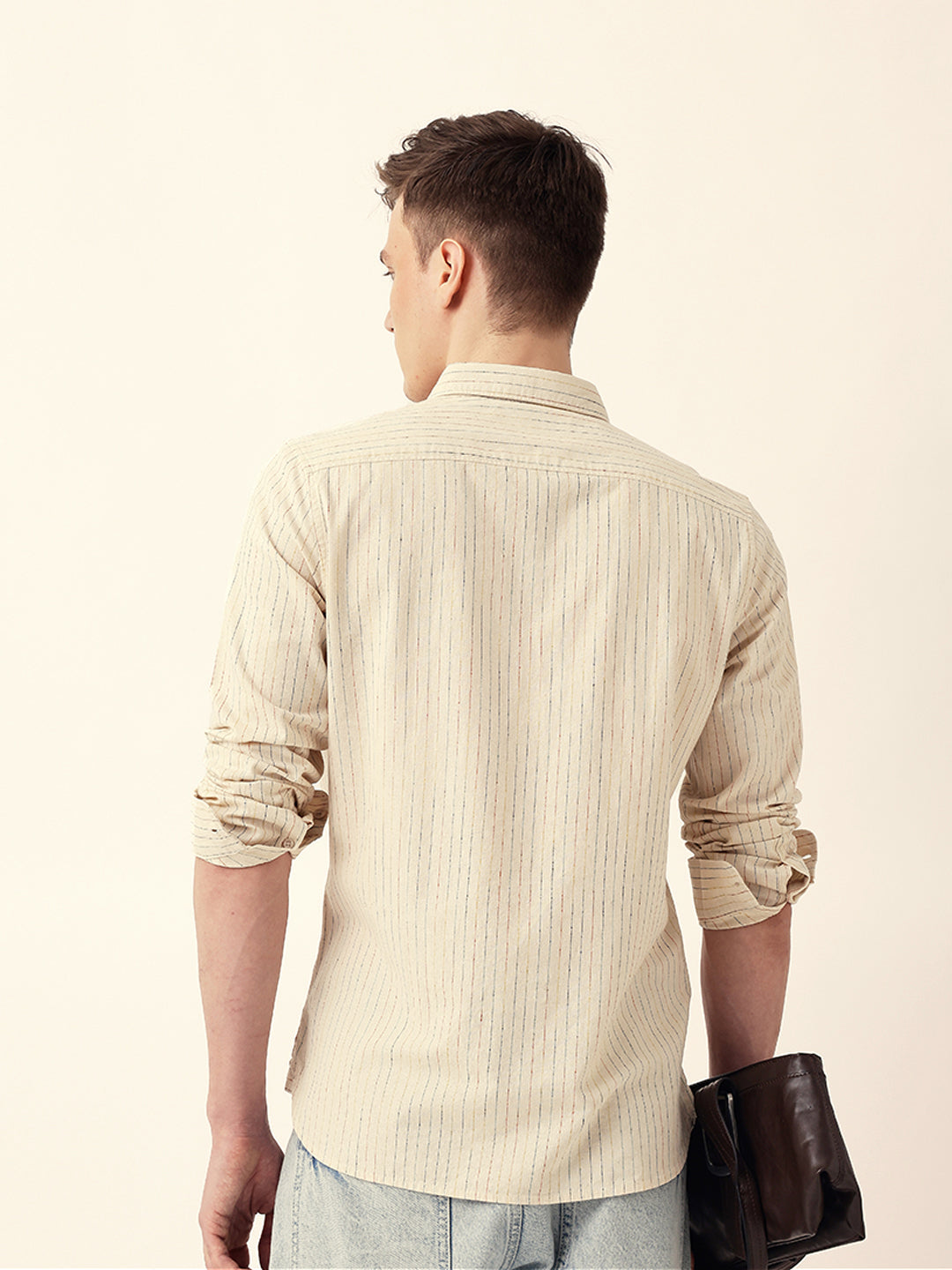 cream multi color vertical pinstripe slim fit casual shirt cream multi color vertical pinstripe slim fit casual shirt