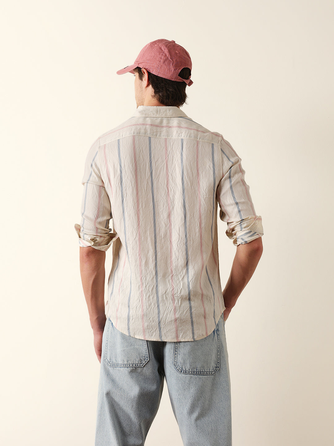 cream vertical woven stripe slim fit casual shirt cream vertical woven stripe slim fit casual shirt