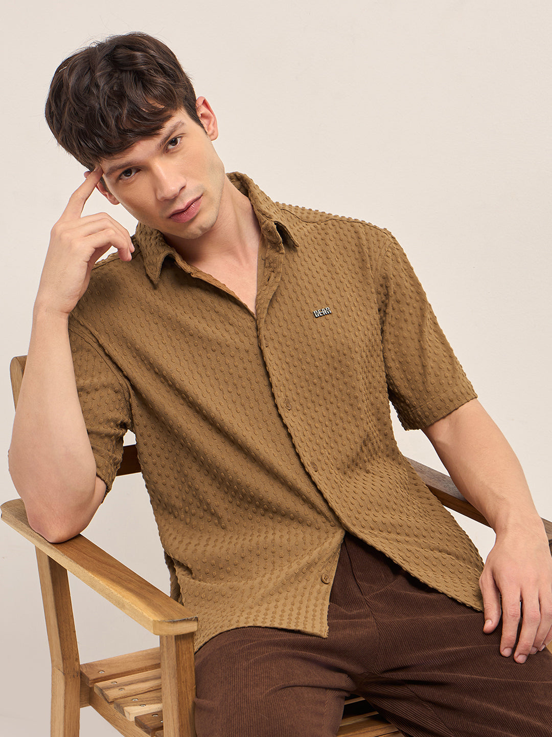 mustard textured woven oversized fit half sleeve casual shirt mustard textured woven oversized fit half sleeve casual shirt