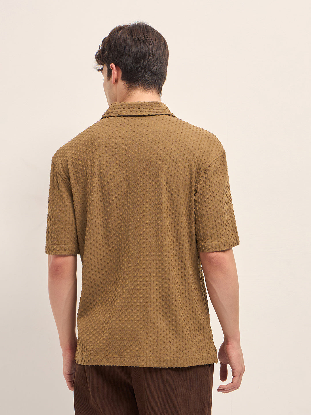 mustard textured woven oversized fit half sleeve casual shirt mustard textured woven oversized fit half sleeve casual shirt