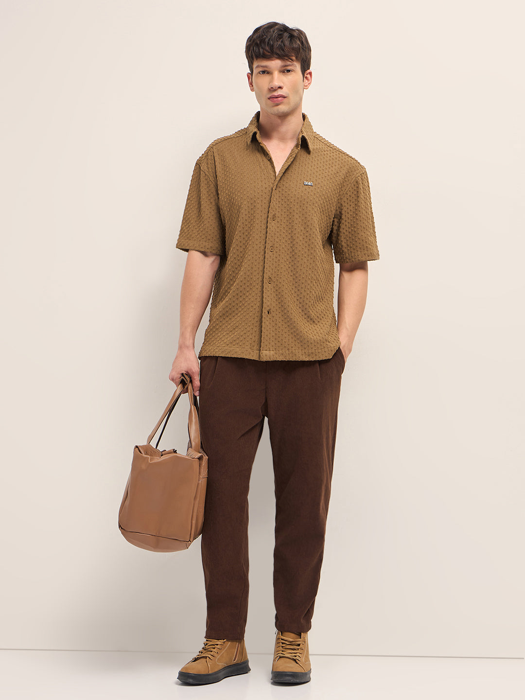 mustard textured woven oversized fit half sleeve casual shirt mustard textured woven oversized fit half sleeve casual shirt