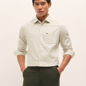 light green woven stripe tailored fit formal shirt