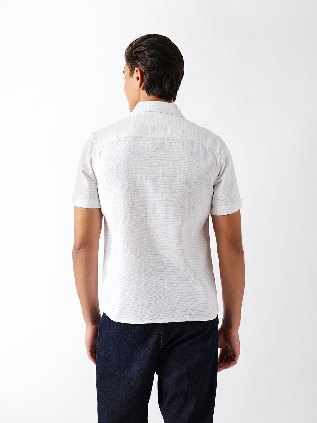 white textured weave regular fit half sleeve casual shirt white textured weave regular fit half sleeve casual shirt