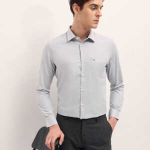 grey solid tailored fit formal shirt