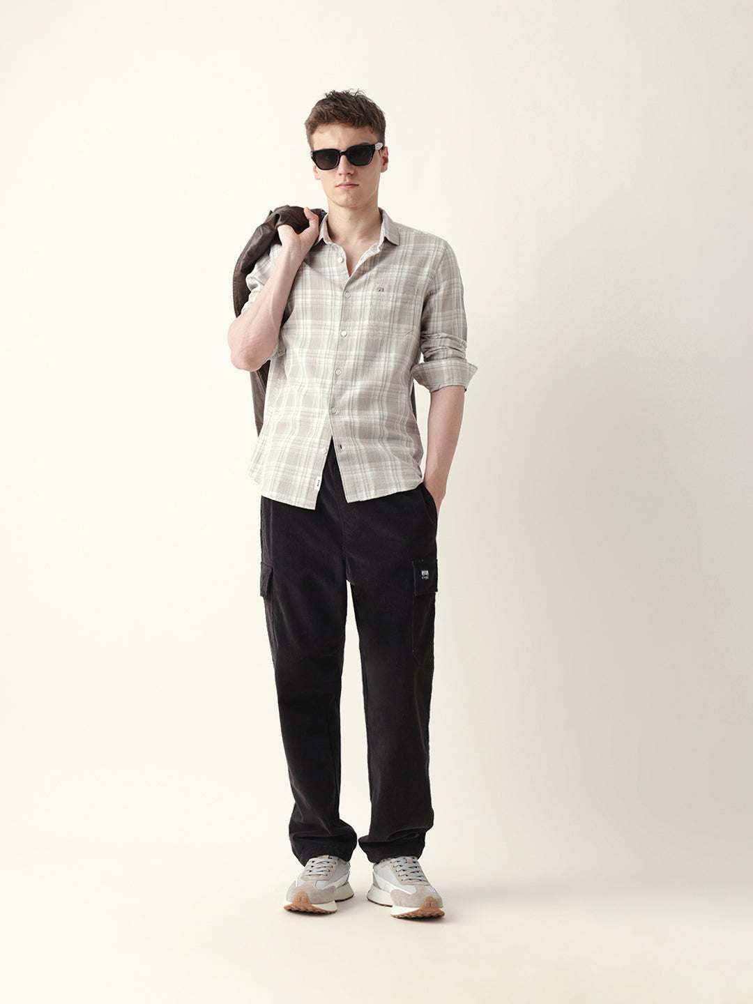 beige woven checkered slim fit casual shirt beige woven checkered slim fit casual shirt