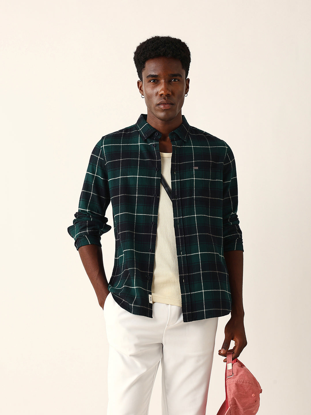 dark green & black flannel checked slim fit casual shirt dark green & black flannel checked slim fit casual shirt
