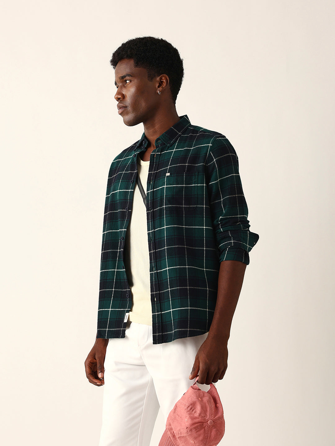 dark green & black flannel checked slim fit casual shirt dark green & black flannel checked slim fit casual shirt