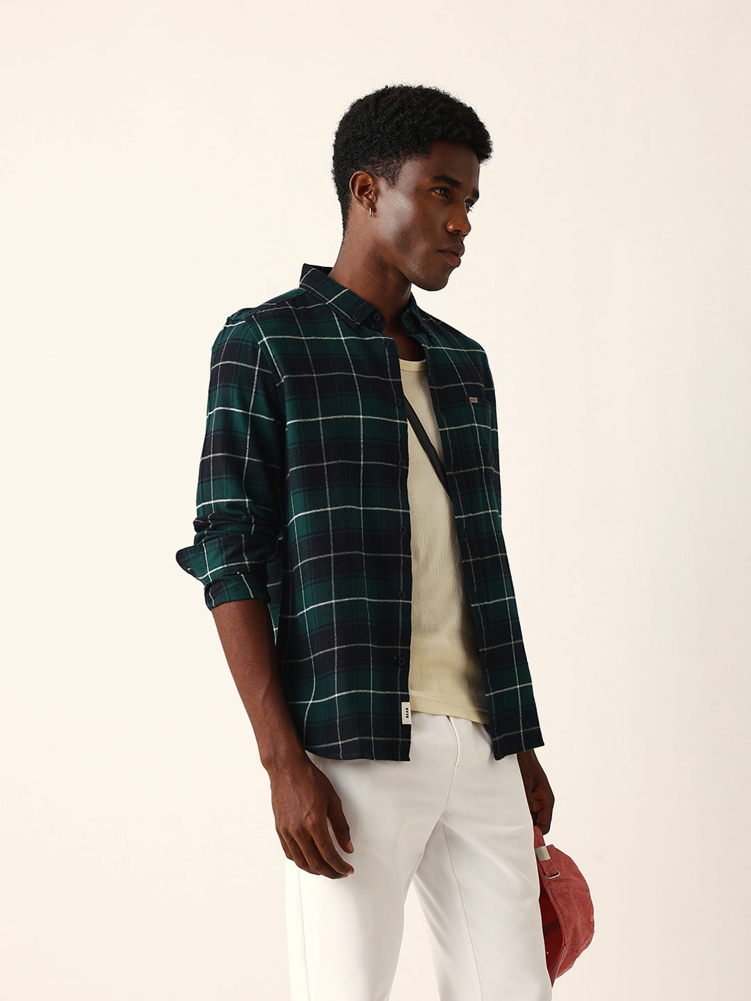 dark green & black flannel checked slim fit casual shirt dark green & black flannel checked slim fit casual shirt
