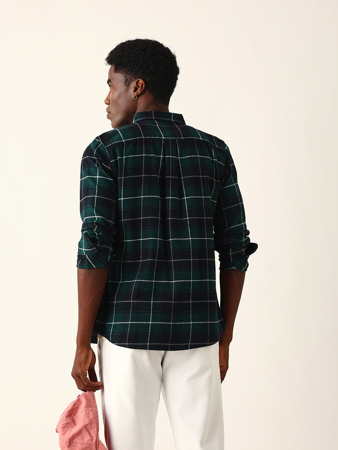 dark green & black flannel checked slim fit casual shirt dark green & black flannel checked slim fit casual shirt