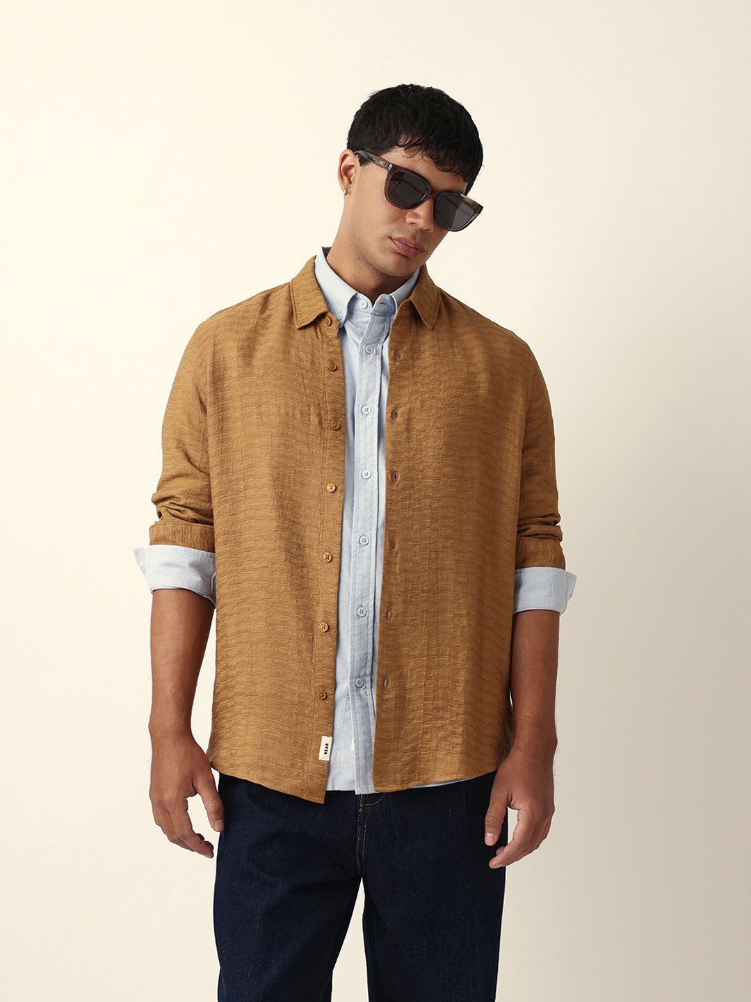 beige textured woven striped slim fit casual shirt beige textured woven striped slim fit casual shirt